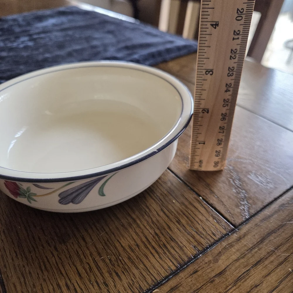 Lenox Chinastone Poppies On Blue Set Of 2 Soup/Cereal Bowls